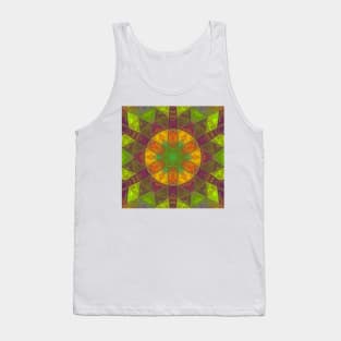 Mosaic Kaleidoscope Flower Green Purple and Orange Tank Top